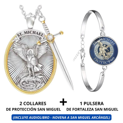 “Pack de Protección San Miguel Arcángel: 2 Collares, Pulsera y Audiolibro (Novena a San Miguel Arcángel)”